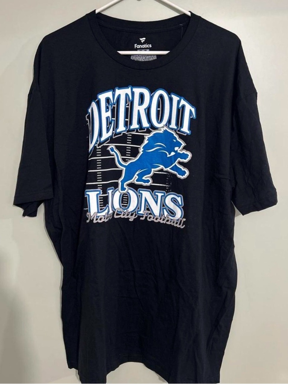 Fanatics Black Detroit Lions Graphic Tee with Blue Logo
